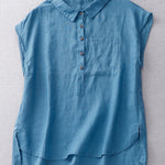 Ladies Casual Sleeveless Shirt With Lapel Button Design