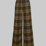 High Waisted Loose Plaid Split-Joint Pants Trousers