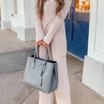 Women's Casual Sweater Wide -leg Pants Two -piece Suit