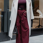 High Waisted Loose Pleated Solid Color Split-Joint Suit Pants Trousers