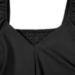 Flared Sleeves Half Sleeves Elasticity Ruffled Solid Color Split-Joint Tied Waist V-Neck Mini Dresses