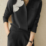 Long Sleeves Loose Asymmetric Floral Printed Split-Joint Lapel Cardigan Tops