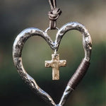 Women's Vintage Cross Love Heart Pendant Necklace
