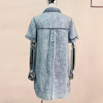 A-Line Loose Fringed Pleated Pockets Split-Joint Lapel Mini Dresses