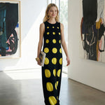 Loose Sleeveless Contrast Color Polka-Dot Split-Joint Round-Neck Maxi Dresses