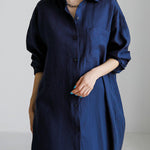 Simple Long Sleeves Split-Side Solid Color Lapel Midi Dresses Shirt Dress