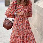 Puff Sleeve Tiered Midi Dress