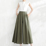 5 Colors Loose Solid Color Ramie Cotton Wide Leg Pants