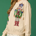 Christmas Soldier Sequined Fashion Casual Sweatshirt