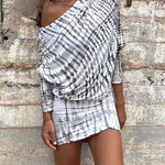 Country Mile Tie-dye Print Dolman Sleeve Stretch Mini Dress