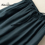 Dropping cotton and linen cropped wide-leg pants