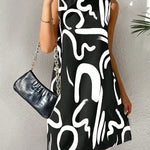 A-line Sleeveless Contrast Color Printed Mini Dresses