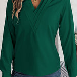 Elegant Layered V-neck Long-sleeved Casual Shirt