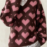 Women's Casual V-Neck Long-Sleeved Printed Sweater