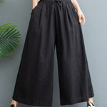 Simple Wide Leg Loose Drawstring Solid Color Casual Pants Bottoms