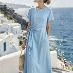 Women'S Casual Solid Color Ruffled Layered Dress