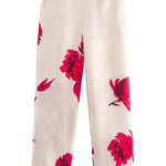 Special Attendance Satin Floral Print High Rise Elastic Waist Pocket Pants