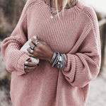 Loose lantern sleeve mid-length sweater