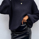 Loose Drop Shoulder Lantern Sleeve Oversized Knit Sweater