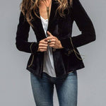 Vintage Gold Velvet Long Sleeve Pocket Blazer