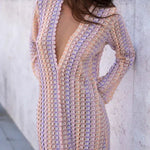LACE HOLLOWED-OUT V-NECK DRESS