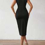 A-Line Bodycon Solid Color V-Neck Midi Dresses