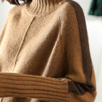 Loose Long Sleeves Contrast Color Half Turtleneck Sweater Dresses
