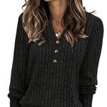 Mira ��� Soft Ribbed V-Neck Knit Top