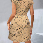 A-Line Loose Printed Tied Waist V-Neck Mini Dresses