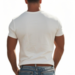 Men's Classic American Vintage Henley Collar Suede Short Sleeve T-Shirt