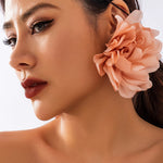 Solid Color Three-Dimensional Flower Drop Earrings