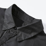 Loose Short Sleeves Contrast Color Drawstring Printed Tied Waist Lapel Midi Dresses Shirt Dress