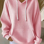 Women's Casual Waffle Jacquard Multicolor Hoodie