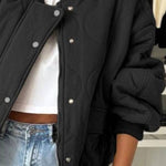 Baseball Collar Snap Down Long Sleeve Jacket