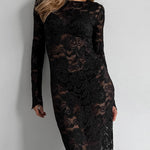 Bodycon High Waisted See-Through Solid Color Split-Joint Round-Neck Cover-Up Maxi Dresses