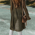 Knit Hollow out Open Front Long Cardigan