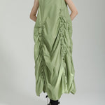 Irregular Clipping Loose Solid Color Round-Neck Midi Dresses