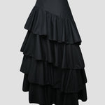 A-Line High Waisted Falbala Solid Color Long Skirts Skirts Bottoms