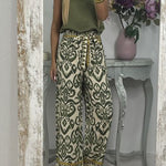 GALA waist tie ethnic totem pattern trousers