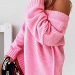 Exposed Seam V Neck Slouchy Sweater