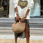 Leopard print love pullover sweatshirt