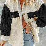 Two Pocket Color Block Single Breasted Long Sleeved Coats