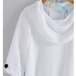 Women's Casual Solid Color Half Sleeve Loose Solid Color Linen Top