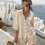 Women'S Casual Shirt And Shorts Set