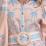 Long Sleeves Loose Belted Buttoned Contrast Color Printed Split-Joint Split-Side Lapel Maxi Dresses Shirt Dress