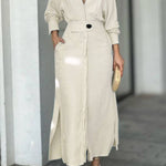 Waist long sleeve irregular shirt dress