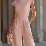 Blush Structured Wide-Leg Jumpsuit