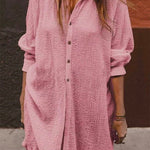 Priyavil Oversized Long Sleeves Button Down Solid Blouse Shirt