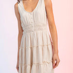 Fashion U-neck elastic waist sleeveless mini skirt