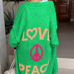Calling for Love Back Printed Pocket Oversized Midi Cardigan
